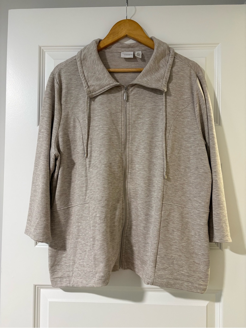 Chico's Beige Zip Up Sweatshirt Jacket Women's Cozy Casual Lightweight Layering
